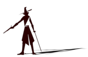 Witch hunter silhouette with shadow vector clip art