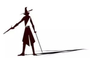 Silhueta de caçador de bruxa com sombra vector clip-art