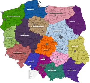 Ortsteile von Polen Karte Vektor-ClipArt