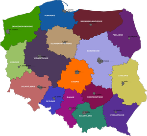 Clipart vectoriels de carte des régions polonaises