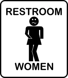 Humoristinen naisten kylpyhuone merkki vektori piirustus