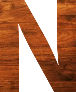Huruf N tekstur kayu