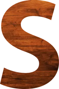 Letra S en textura de madera