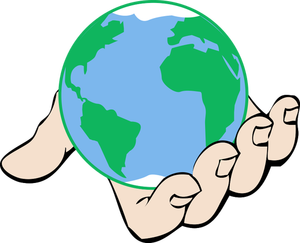 Earth globe in hand