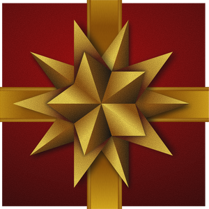 Christmas gift box with decorative golden stars vector drawing
