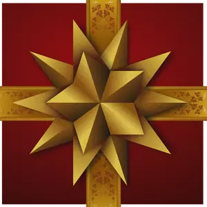 Caixa de presente de Natal com imagem vetorial de estrela dupla decorativa dourada