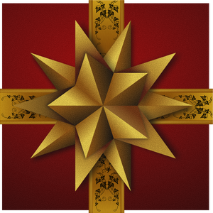 Boîte de cadeau de Noël avec clipart décoratifs vecteur étoile dorée