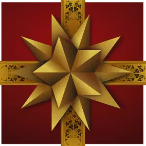 Christmas gift box with decorative golden  star vector clip art