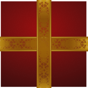 Contenitore di regalo di Natale con immagine vettoriale nastro oro decorato