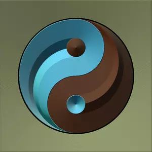 Ying yang işareti kademeli kahverengi ve mavi renkli vektör çizim