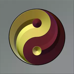 Vektör görüntü ying Yang işaret kademeli altın ve kırmızı renk