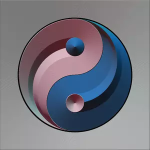 Ying yang işareti kademeli mavi ve pembe renkli küçük resim