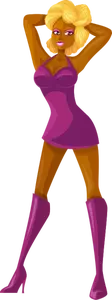 Pakaian ungu pada model berpose