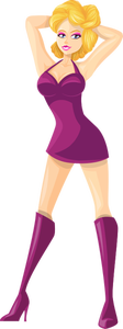 Wanita muda di gaun ungu