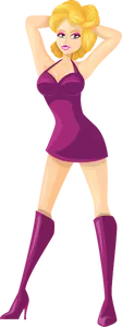 Jeune femme en robe violette
