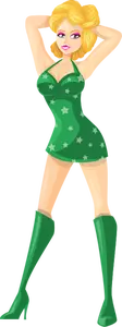 Young lady in green clothes