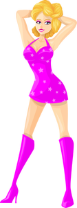 Tall lady in pink clothes
