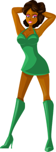 Young woman in green clothes