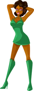 Nuori nainen vihreissä vaatteissa