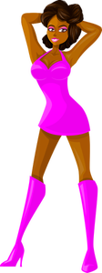 Stripper lady in pink dress