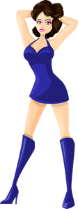 Young lady in blue clothes