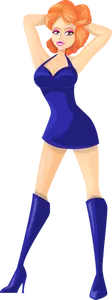 Red-haired girl in blue clothes