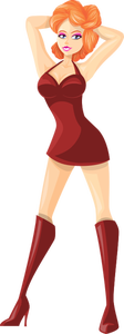 Rode stripper kleren op een meisje