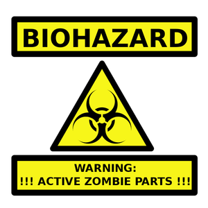 Piezas de Zombie imagen vectorial etiqueta de advertencia
