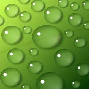 Krople wody na zielone tło wektor