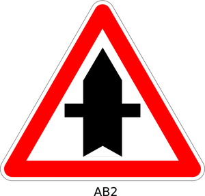 Approaching intersection on road with priority traffic warning sign vector graphics