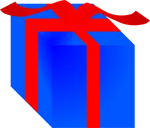 Sininen lahjalaatikko kääritty punaisella nauhavektorilla ClipArt-kuva