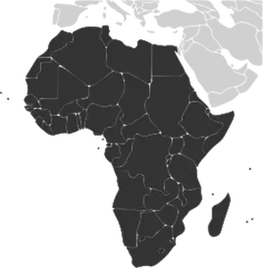 Kontur mapa wektorowa kontynent afrykański