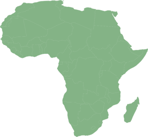 Map of Africa with countries in cylindrical equal area projection vector clip art