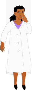 Scientist thinking in white coat vector drawing