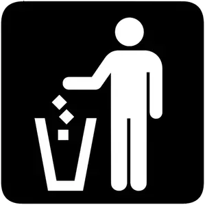 AIGA richtige Abfall Entsorgung invertiert Zeichen-Vektor-Bild