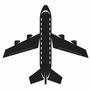 Het silhouet van de vliegtuigvector van de passagier