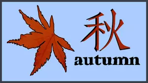 Hoja de otoño con Kanji signo vector de la imagen