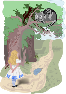 Alicia y el gato de Cheshire vector de la imagen