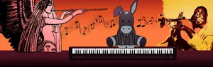 Imagem vetorial de burro tocando piano