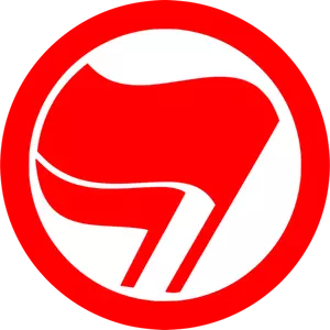 Vector drawing of red antiimperialist action label