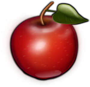 Image vectorielle de pointe brune et pomme verte feuille