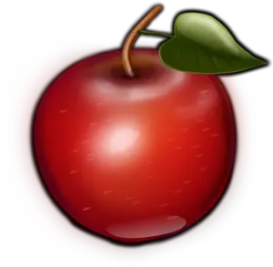 Vector image of brown tip and green leaf apple
