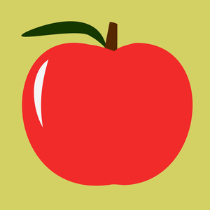 Punainen omenavektorikuva, jossa on lehti