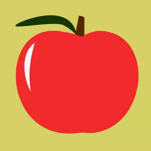 Red apple vector illustration with a leaf