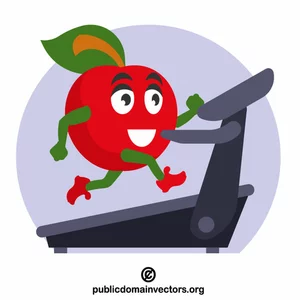 Apple running on a treadmill