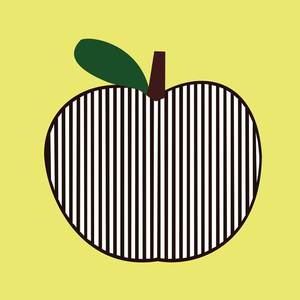 Vector image of striped symmetrical black apple
