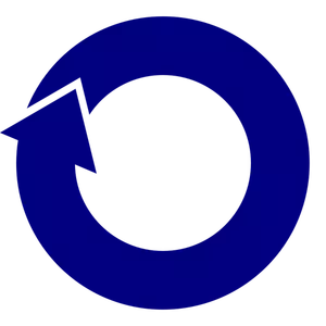 Blauwe cirkel pijl