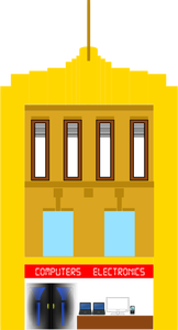 Vector afbeelding van geel gebouw met drie verdiepingen