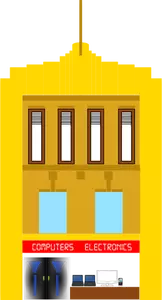 Vector afbeelding van geel gebouw met drie verdiepingen
