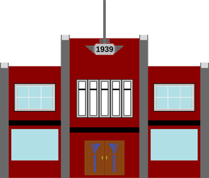 Vector illustration of late-1930s art-deco commercial building